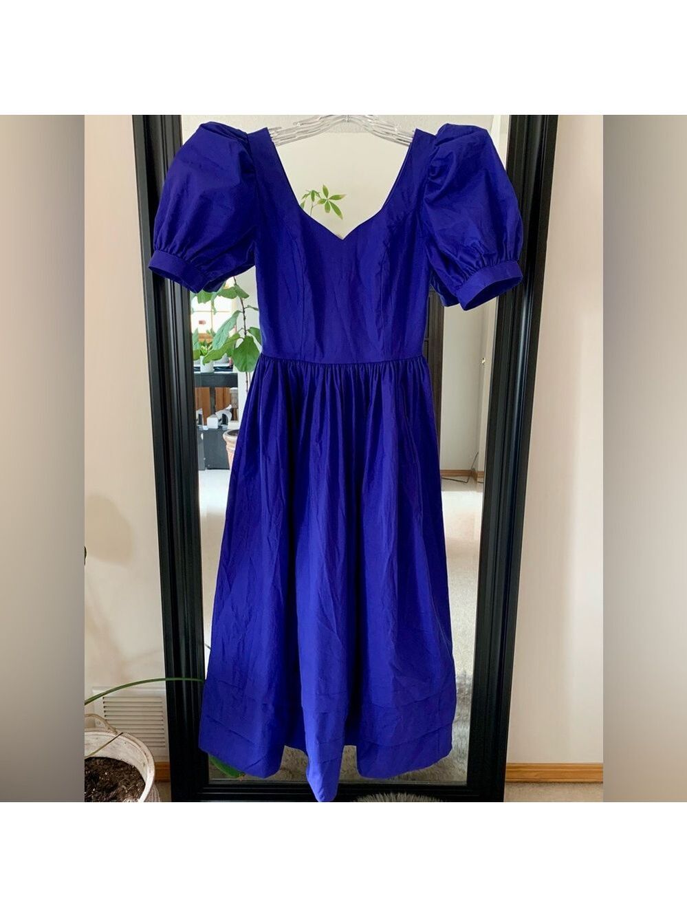 LAURA ASHLEY Vintage 80’s Purple Blue Puff Sleeve Dress